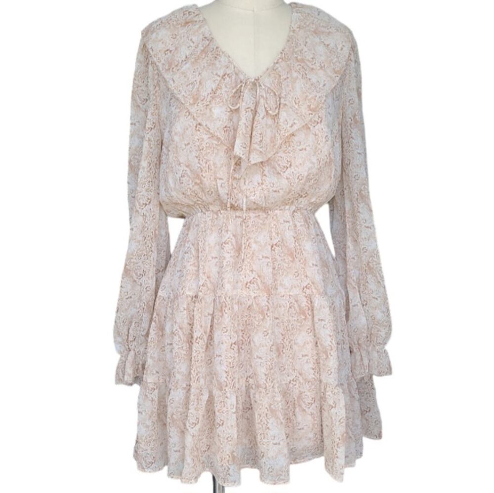 NWT Grade & Gather Boho Coquette Shimmer Tiered Mini Dress M Wedding Guest